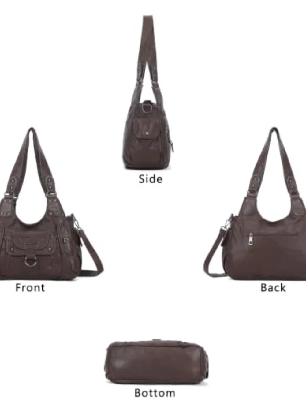 Vegan Leather Hobo Shoulder Bag with Adjustable Strap - Large Capacity Satchel